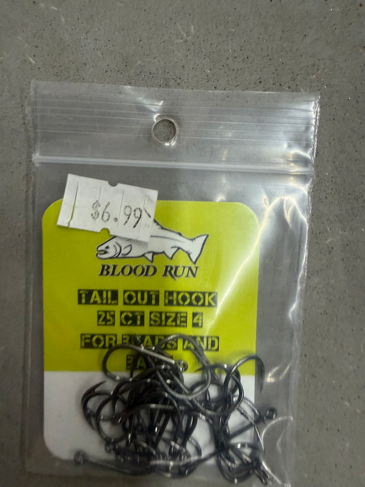 Blood Run Tail Out Hook Size 4