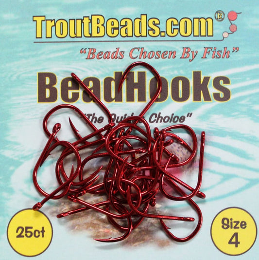 Trout Beads Bead Hooks Size 4 Red
