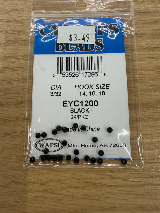 Cyclops Beads 3/32" Black-1