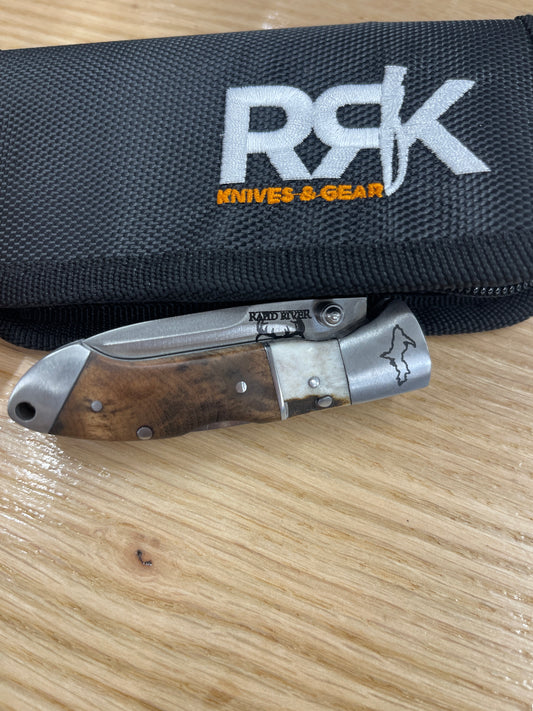 RRK Yooper pocket clip jr maple burl/elk antler