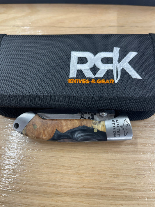 RRK pocket clip jr midnight maple acrylic/maple Burl