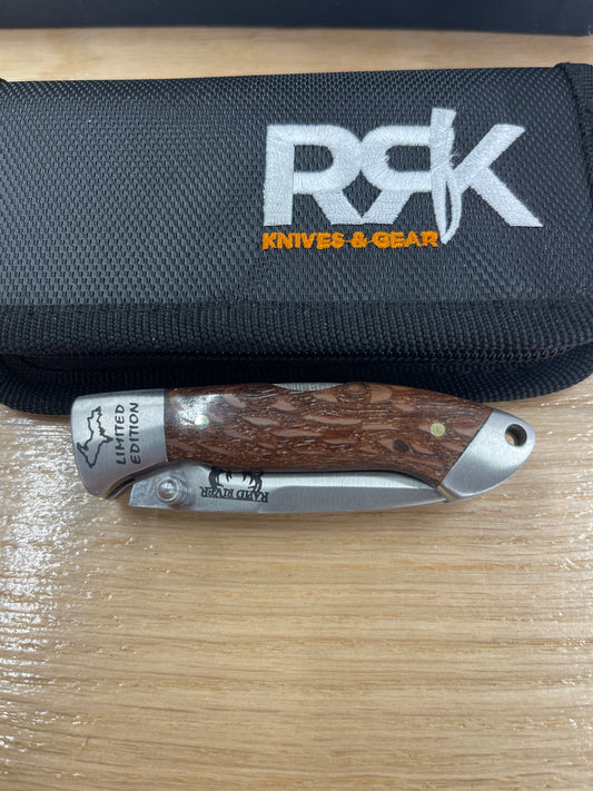 RRK pocket clip jr leopard wood