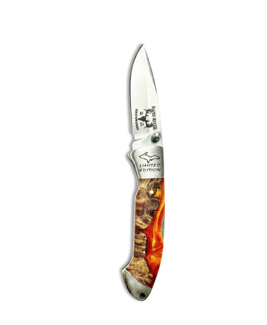 RRK Yooper Pocket Clip Copper Country Acrylic/Maple Burl